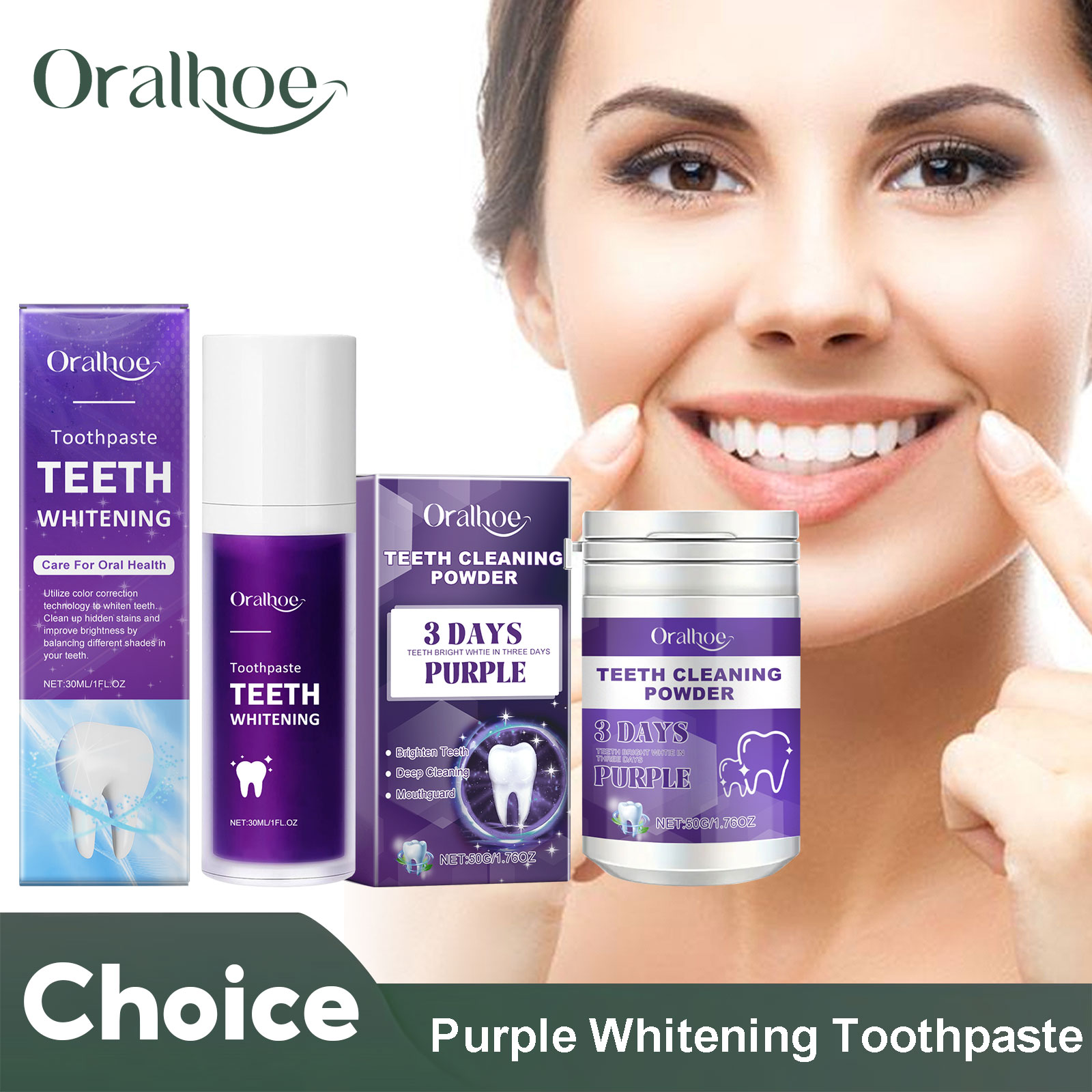 Teeth Whitening Best - Corrector morado, pasta de dientes blanqueadora,