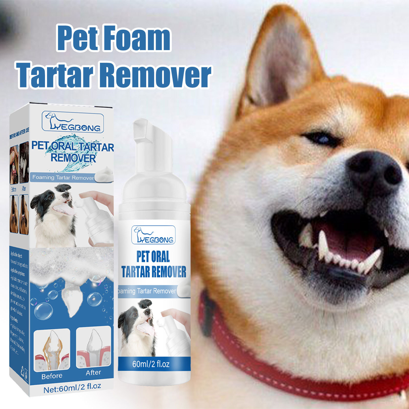 Teeth Whitening Foam Toothpaste - Eliminador de sarro para mascotas, limpieza