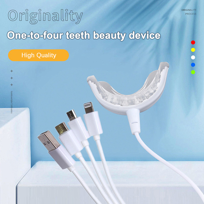 Teeth Whitening Blue Light - Piezas blanqueador dental 4 en 1,