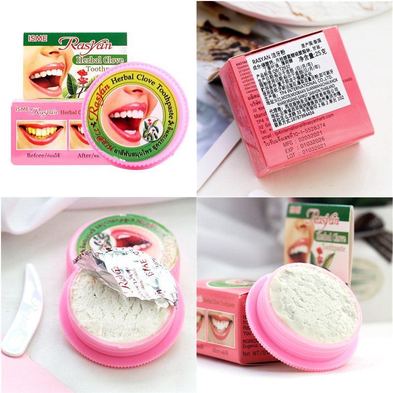 Polvo Dental Herbal de Clavo R - Teeth Whitening Thailand reseña y precio