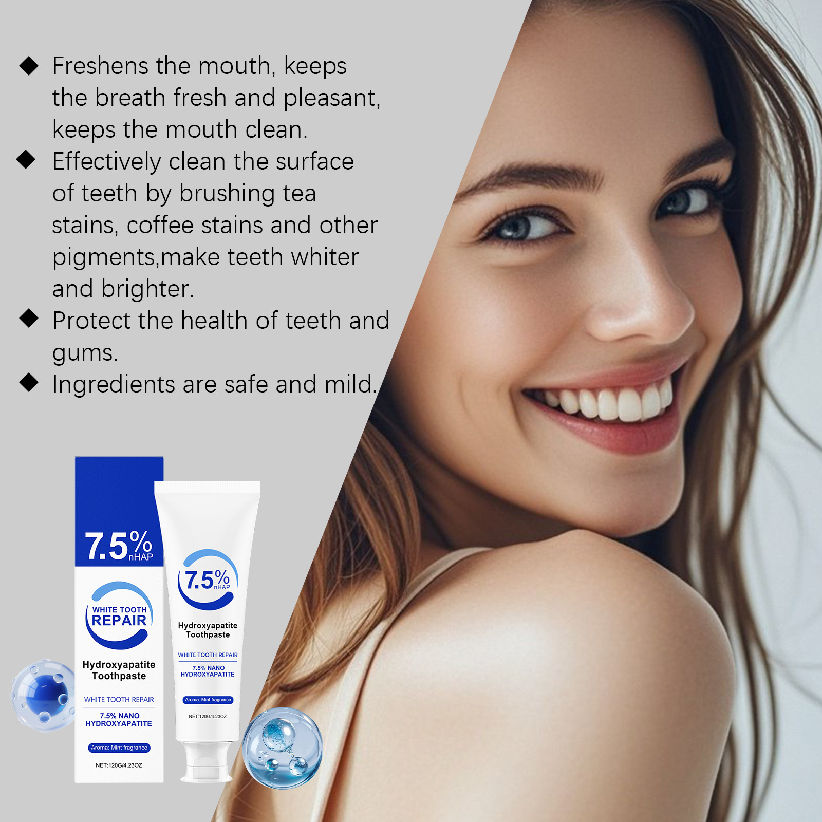 Pasta Dental con 7.5% de Hidro - Teeth Whitening Foam Toothpaste reseña y precio