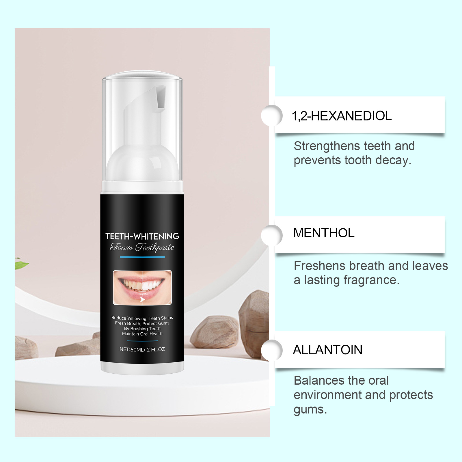 Espuma Dental Blanqueadora AMZ - Teeth Whitening Foam Toothpaste reseña y precio
