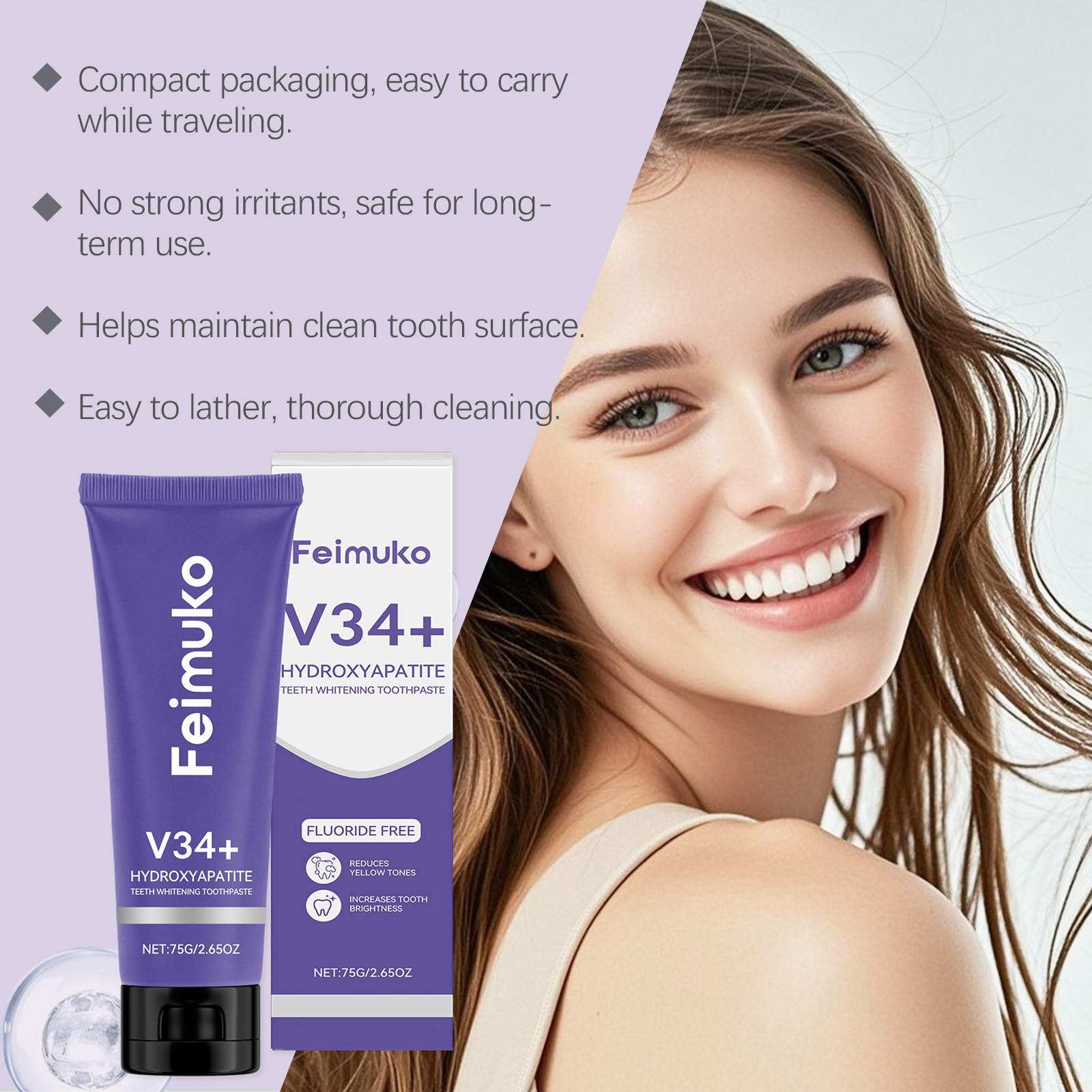 Pasta Dental Blanqueadora Feim - Teeth Whitening Foam Toothpaste reseña y precio